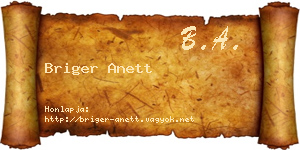 Briger Anett névjegykártya